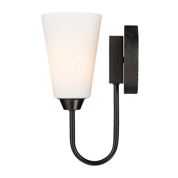 Neela Matte Black One-Light Wall Sconce with Opal Glass, image 4
